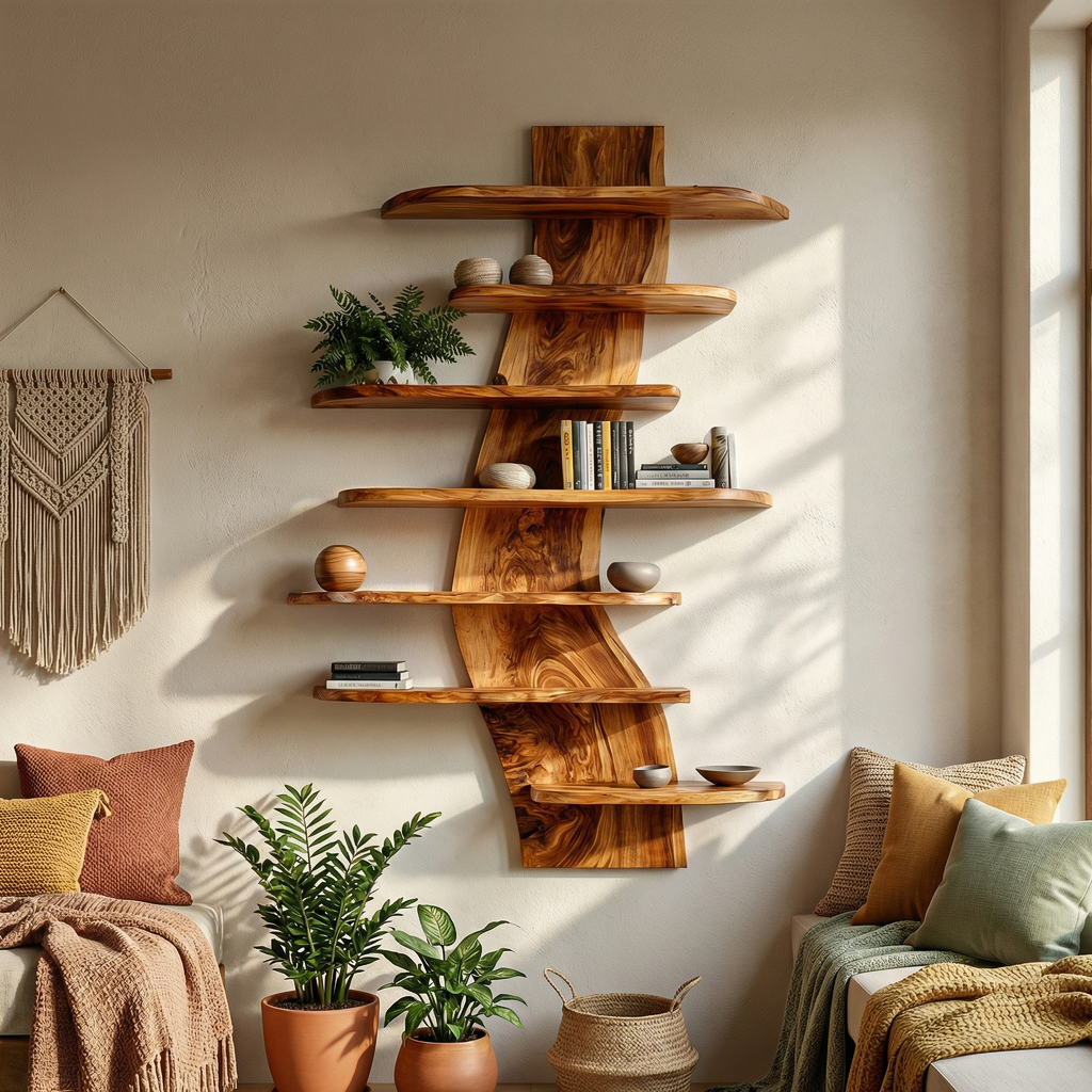 Artistic Wood Wall Bookshelf For Modern Interiors