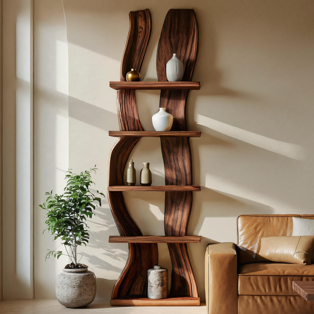 Contemporary Curved Floating Shelf For Living Room Decor - view 2