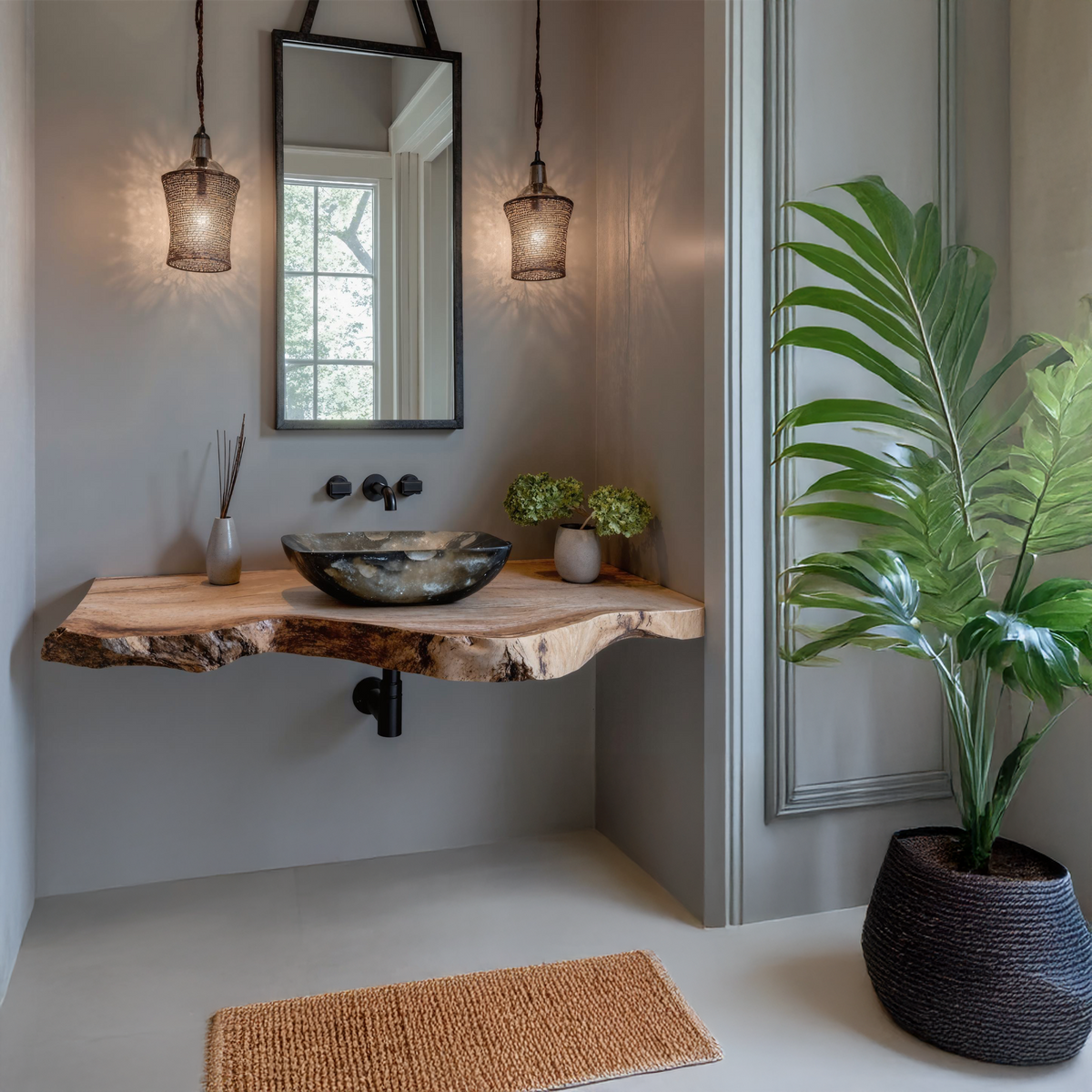 Custom Rustic Floating Bathroom Vanity Shelf With Rustic Charm - view 2