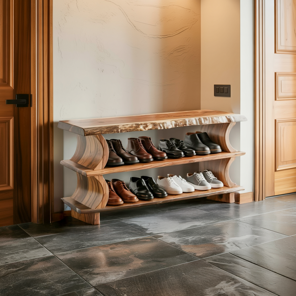Artistic Wave Shoe Stand Mudroom And Entryway