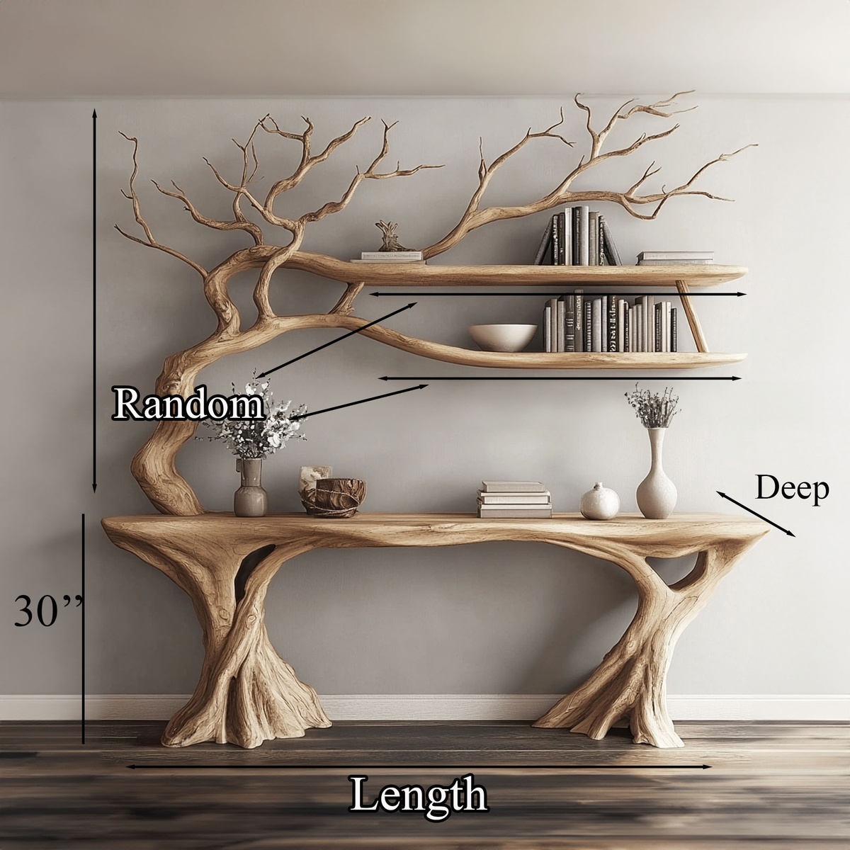 Console Narrow Table With Tree Branch Bookshelf - view 6