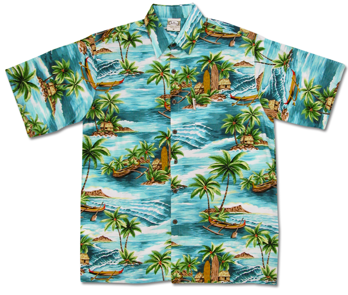Outrigger (Aqua) Hawaiian Shirts