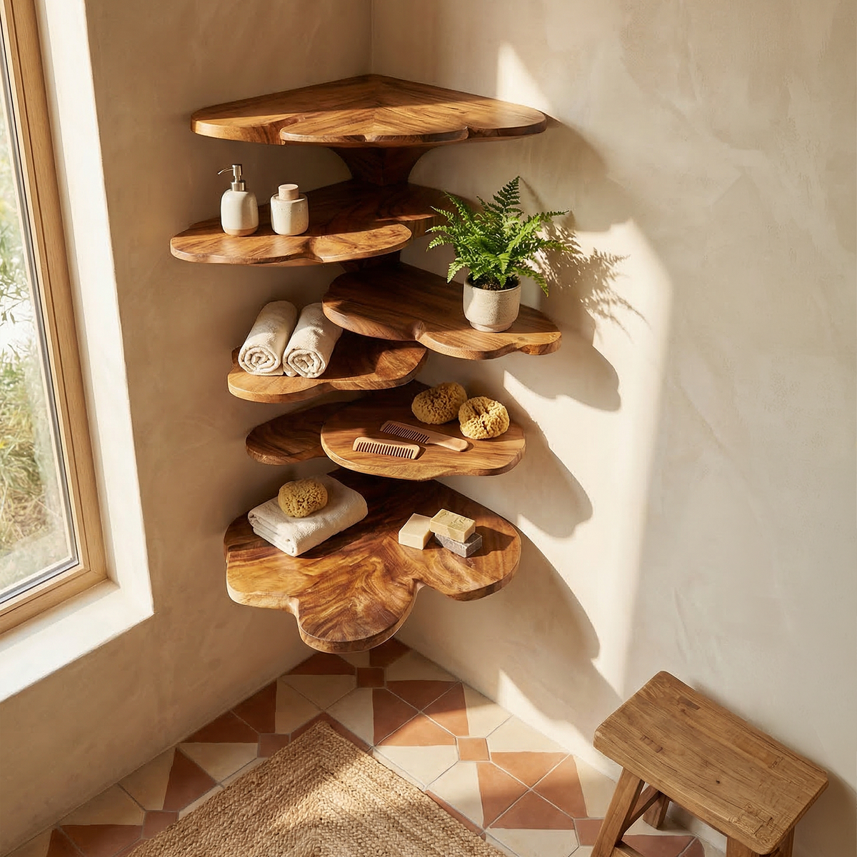 Boho Leaf Shape Corner Shelf Nursery Wall Decor Display