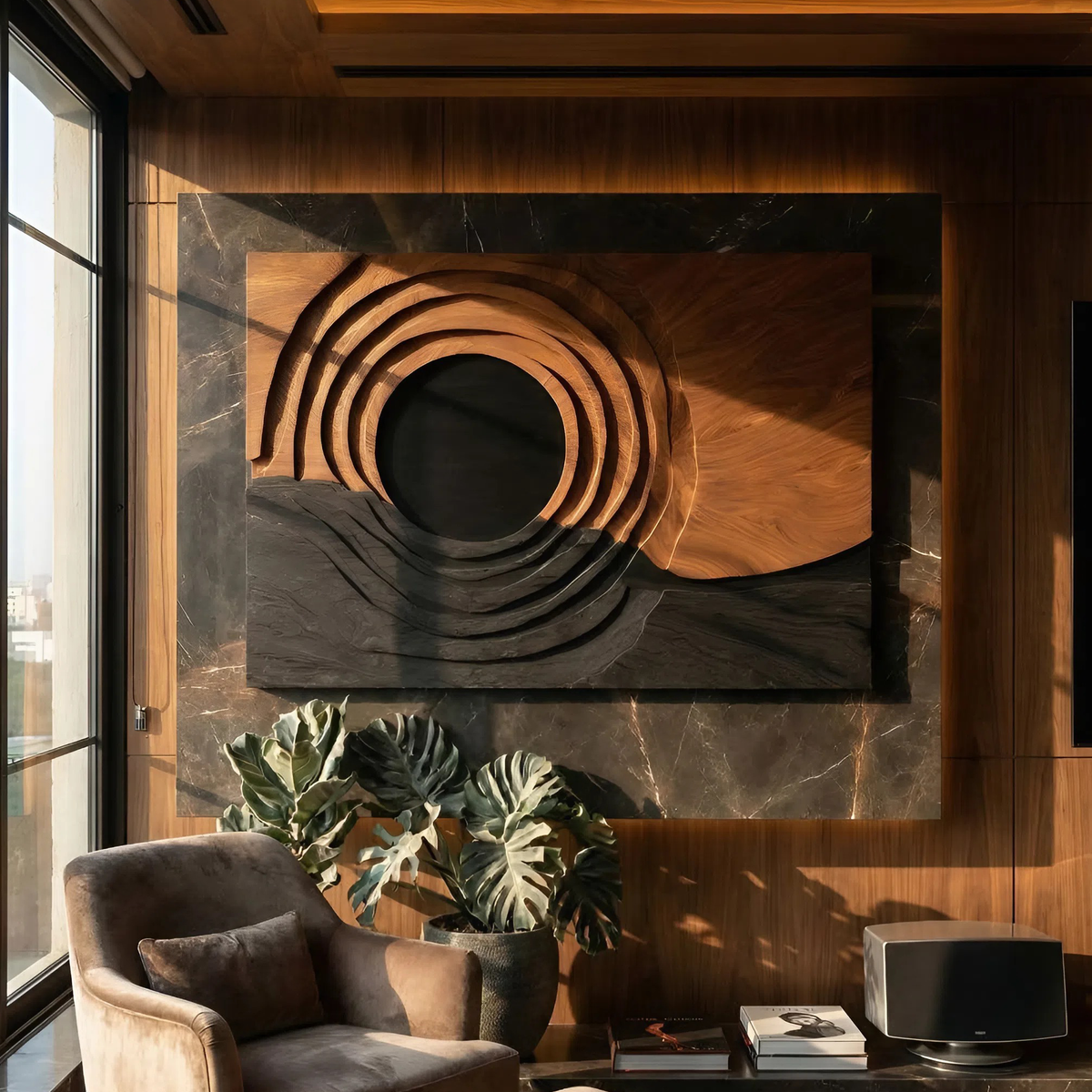 Contemporary Organic Wall Sculpture For Dining Area Accent