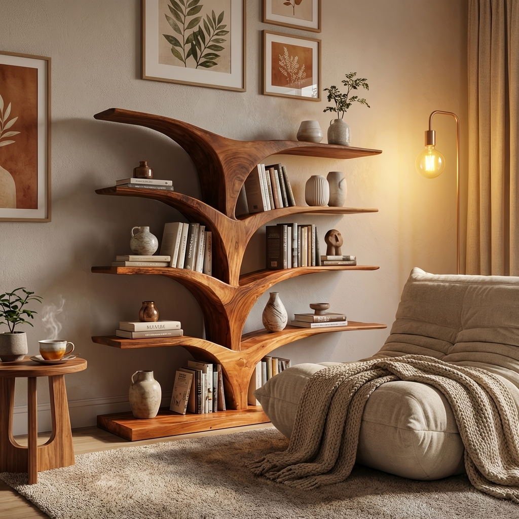 Contemporary Curved Bookshelf For Modern Interior - view 2