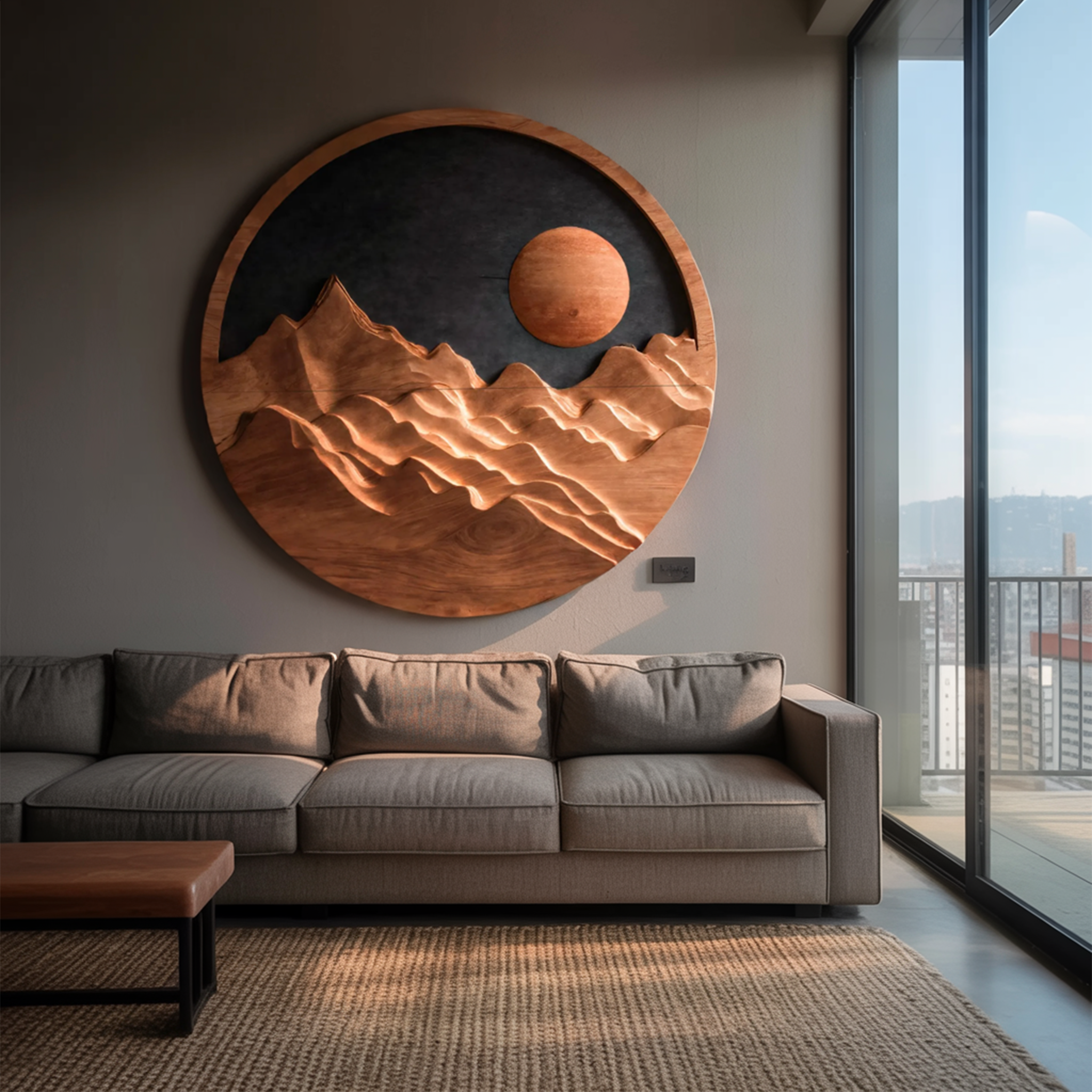Artistic Mountain Sun Wall Hanging For Modern Home