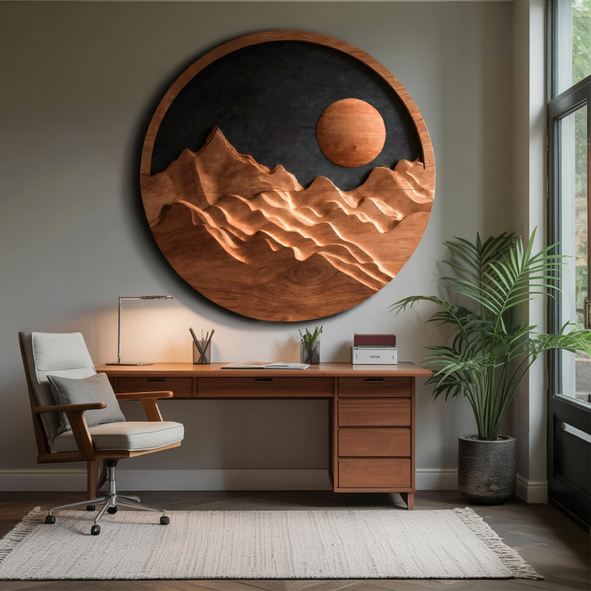 Artistic Mountain Sun Wall Hanging For Modern Home