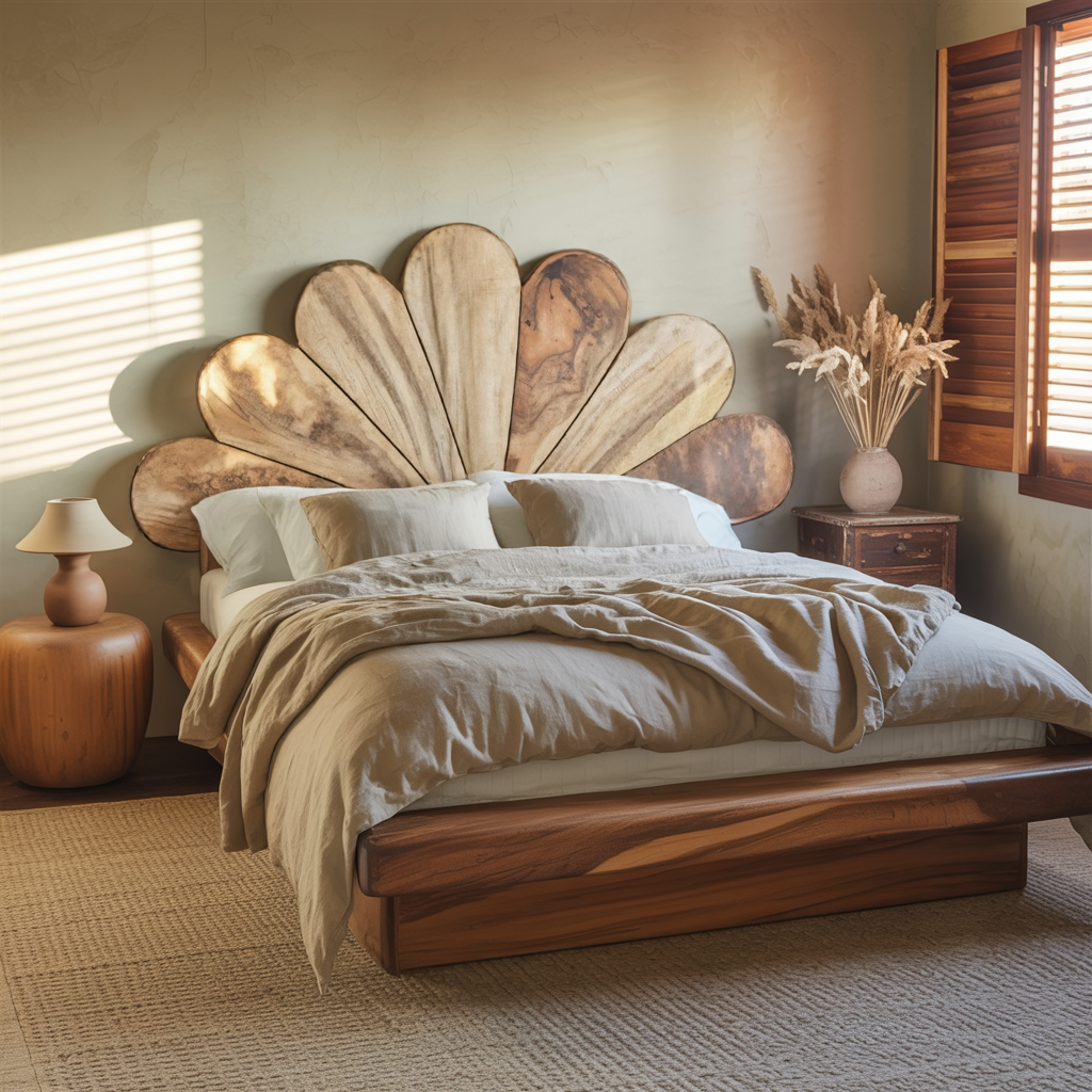 Boho Flower Petal Headboard And Bed Frame For Queen And King Bedroom