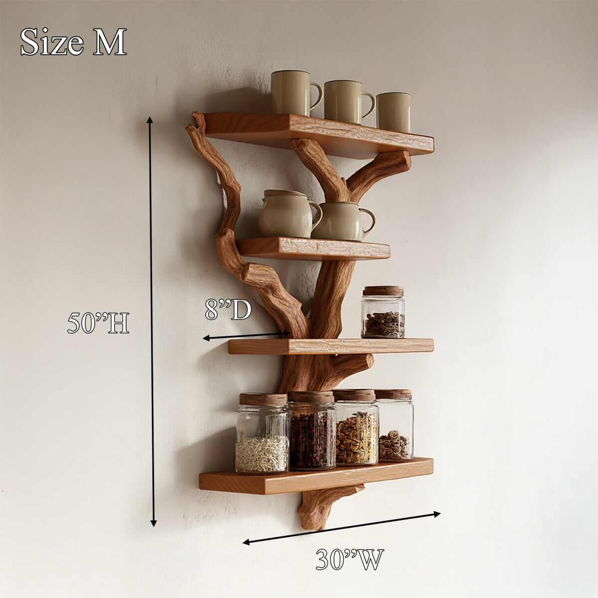 Artistic Branch Kitchen Wall Shelf Kitchen Interior Functional Decor - view 4