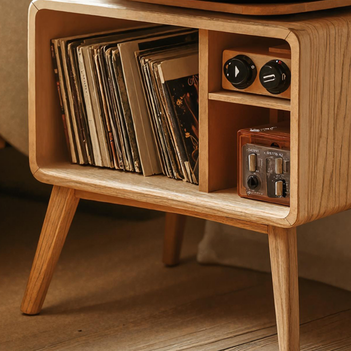 Classic Record Player Stand For Living Room, Bedroom, Office
