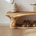 Custom Wood Shoe Bench Rack Wood Farmhouse Shoe Storage