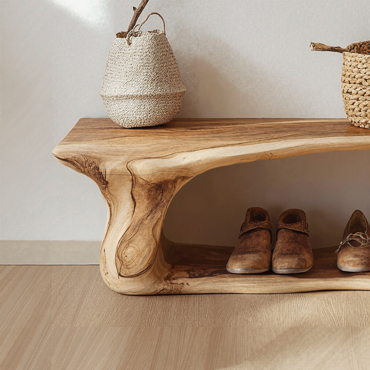 Custom Wood Shoe Bench Rack Wood Farmhouse Shoe Storage
