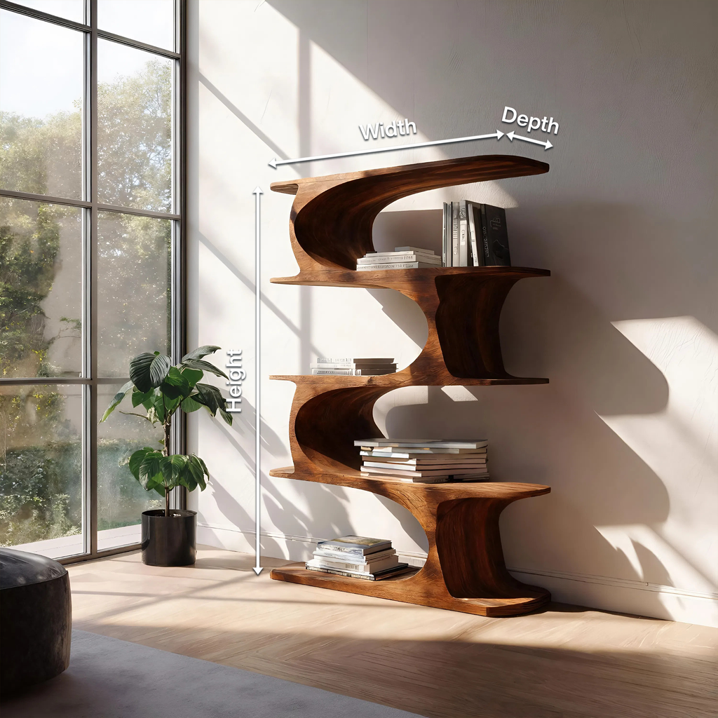 Artistic Curved Bookshelf For Living Room Accent