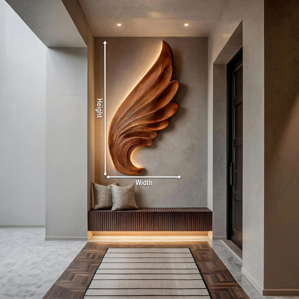 Contemporary Carved Wood Angel Wing Wall Art For Home Decor
