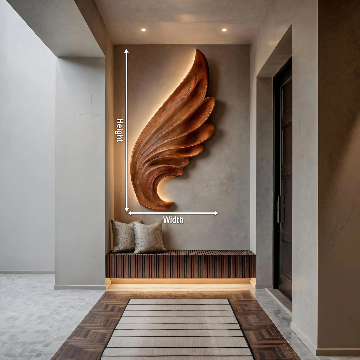 Contemporary Carved Wood Angel Wing Wall Art For Home Decor