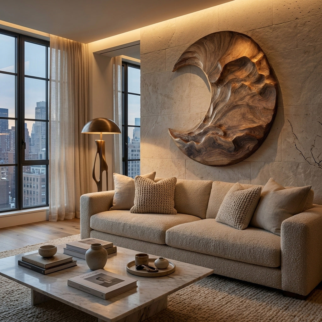 Contemporary Moon Wooden Wall Art For Living Room