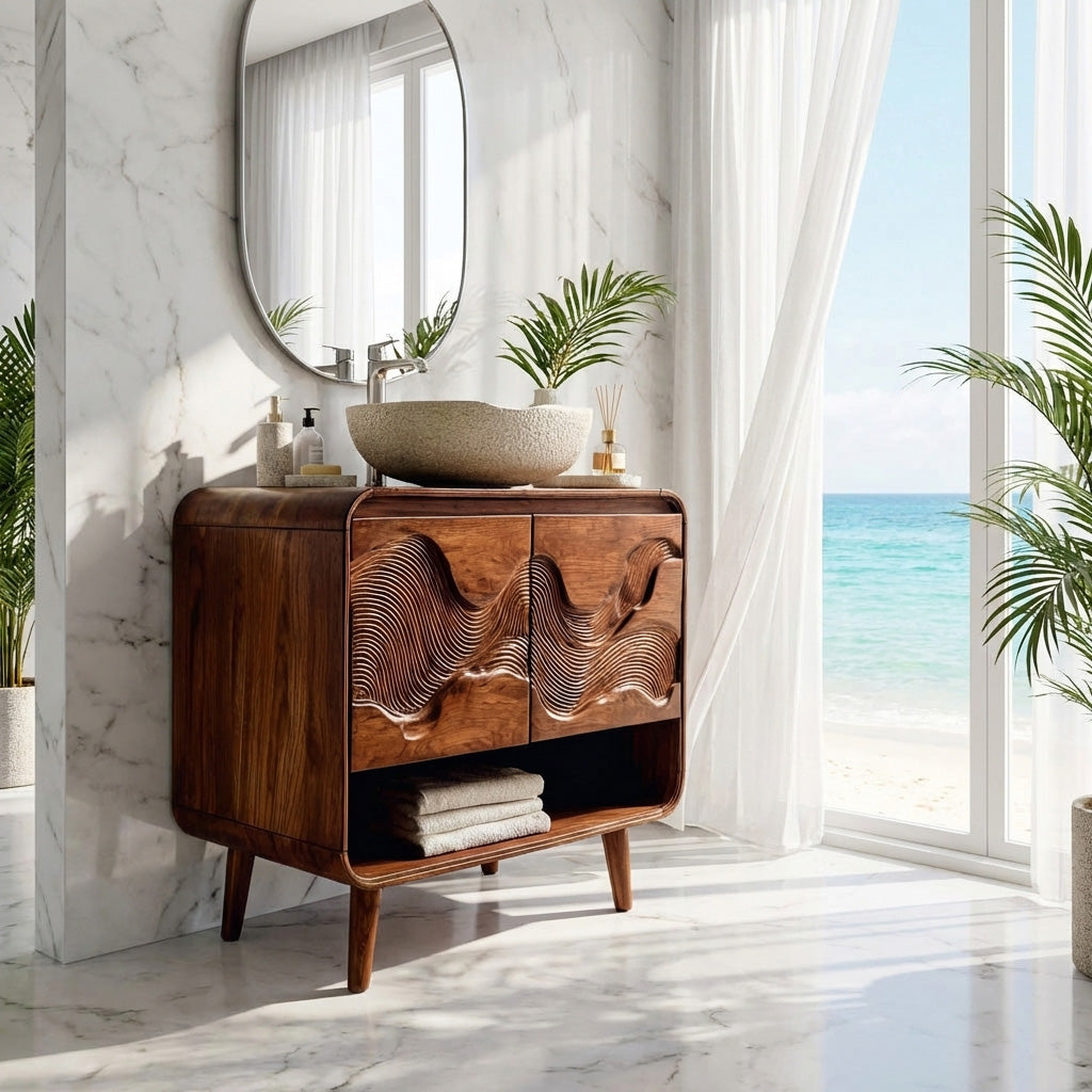 Coastal Wooden Bathroom Vanity For Bathroom