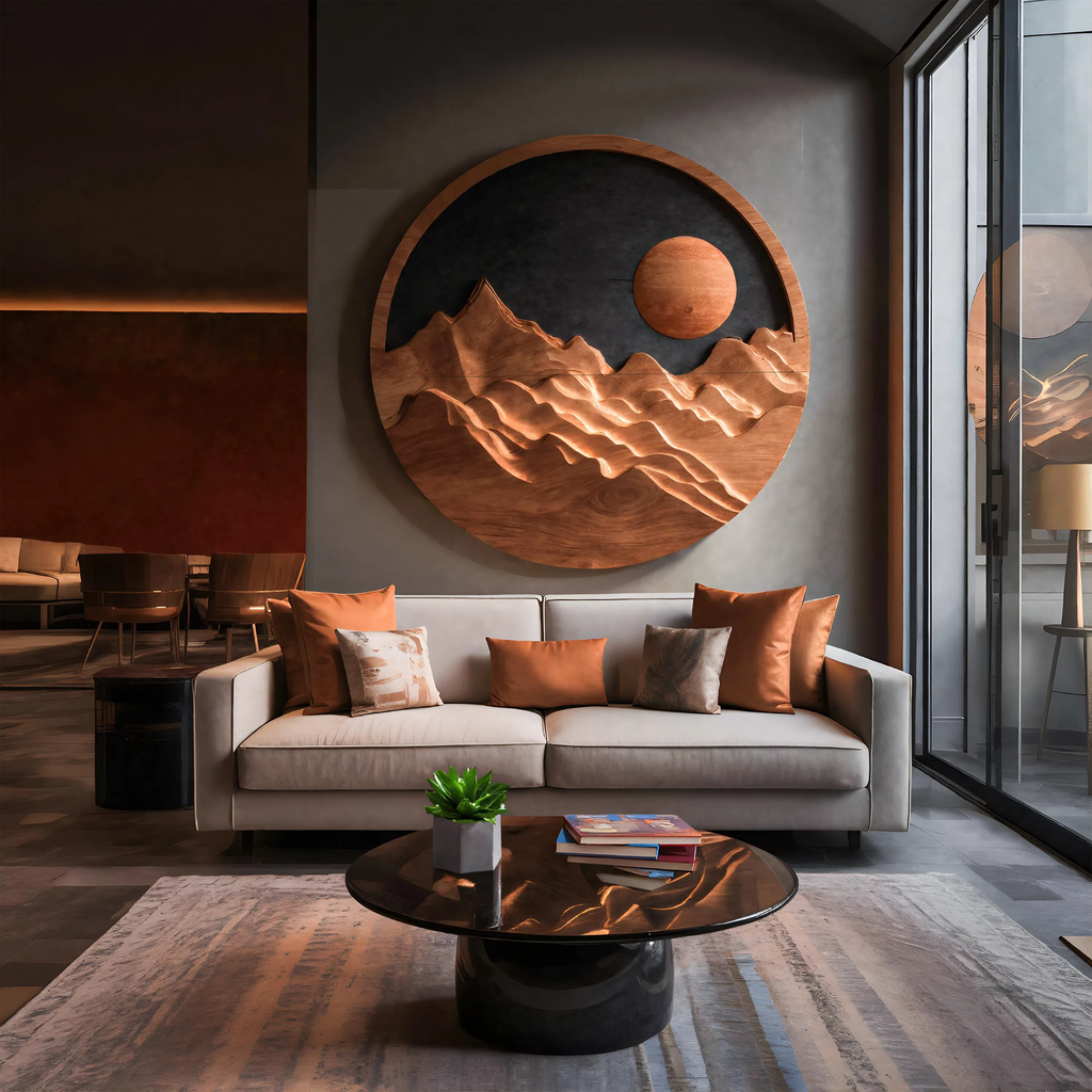 Artistic Mountain Sun Wall Hanging For Modern Home