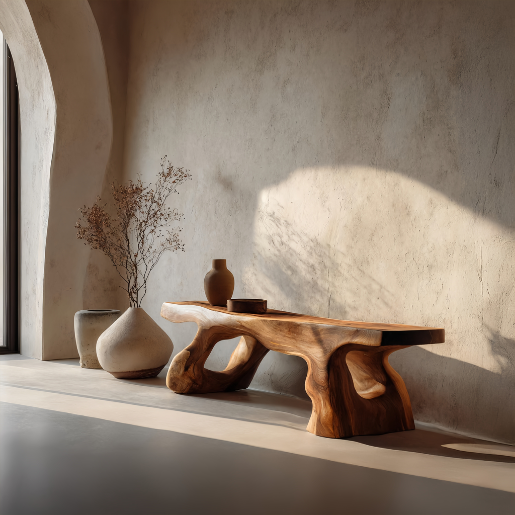 Artistic Sculptural Bench For Entryway Or Hallway