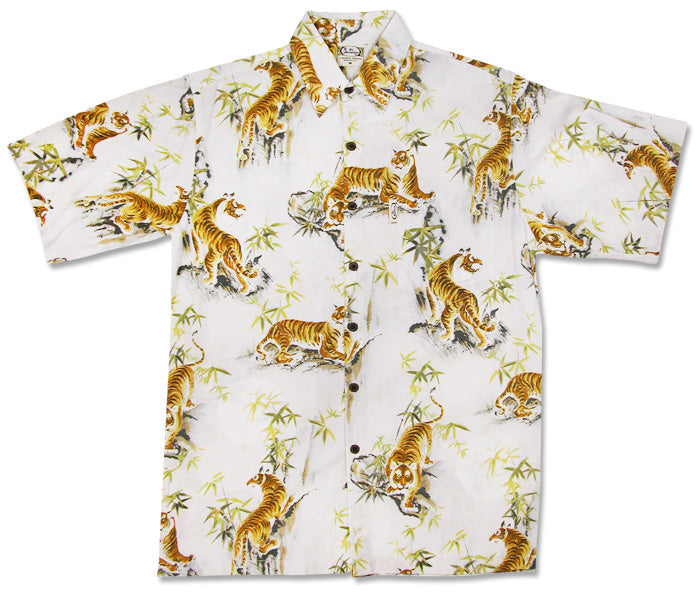 Tigers Faded (Creme) Hawaiian Shirts