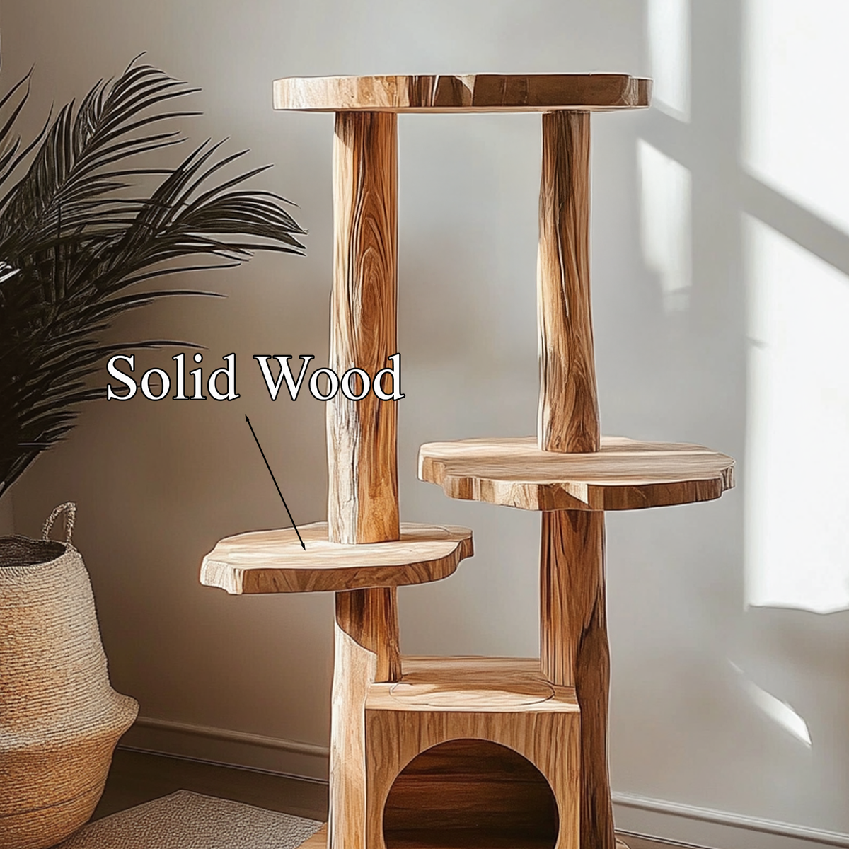 Cat Tree Custom Design Solid Wood Rustic Design Decor Living Room Gift