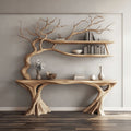 Console Narrow Table With Tree Branch Bookshelf