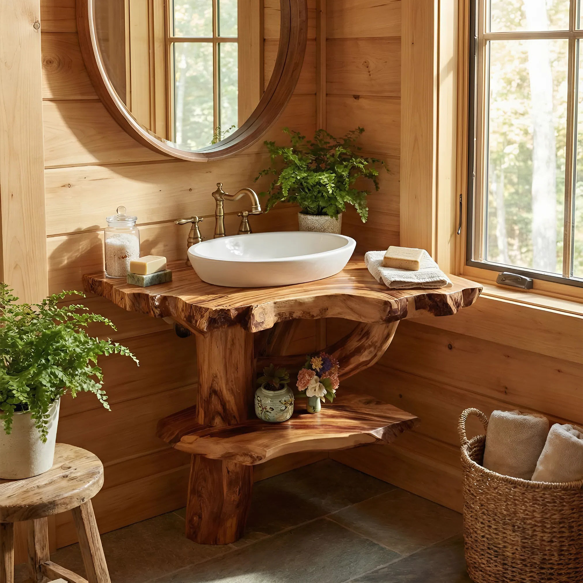 Contemporary Handmade Sink Vanity For Double Bathroom