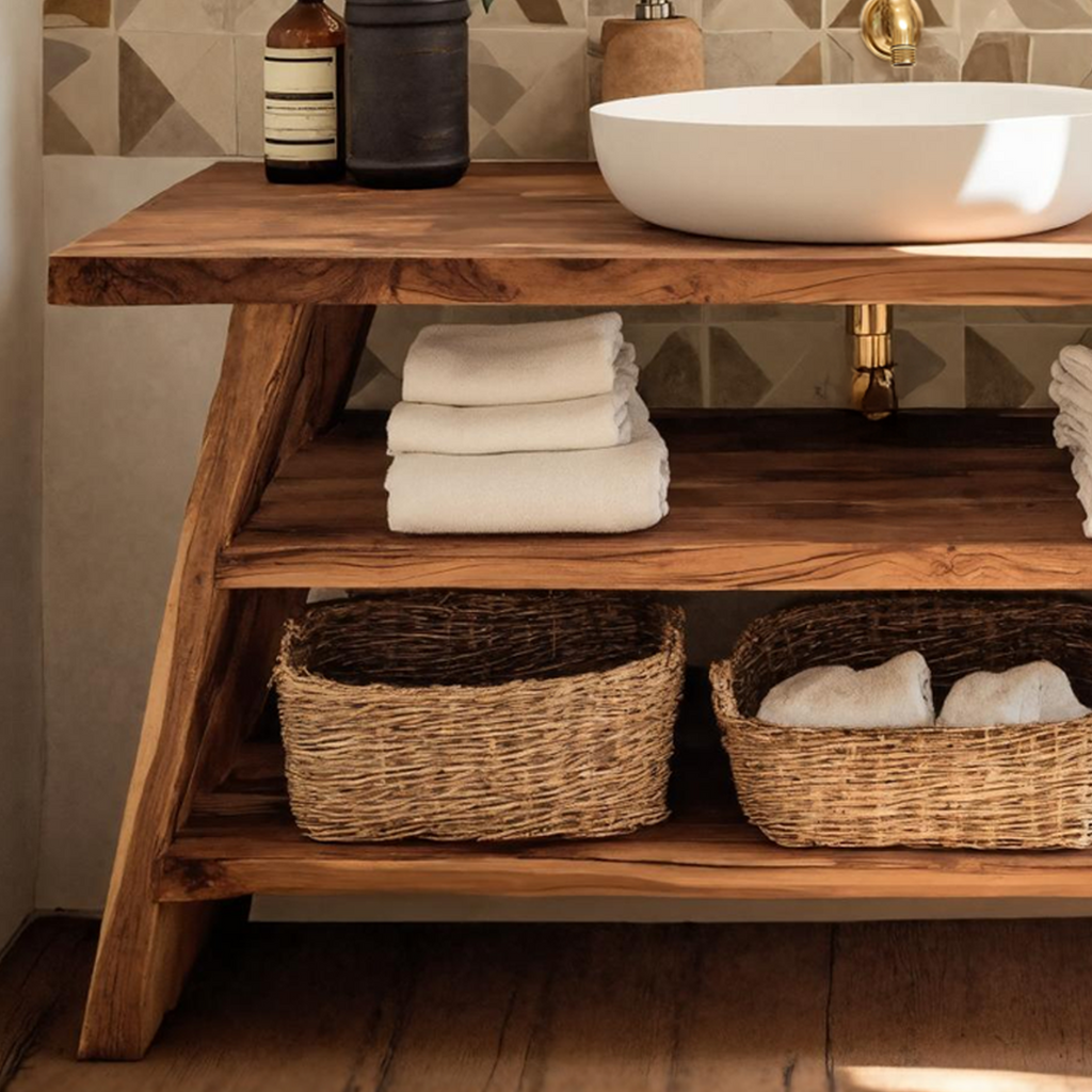 Farmhouse Bathroom Furniture With Wooden Vanity Design
