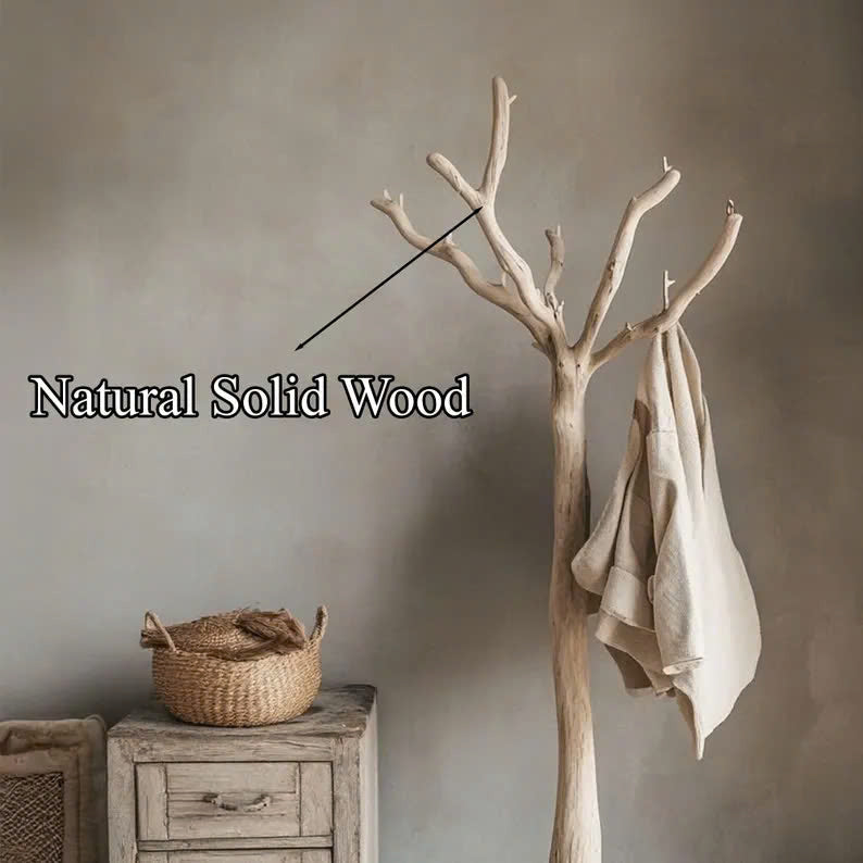 Coat Rack Wood Standing Tree Branch Decorative Hooks