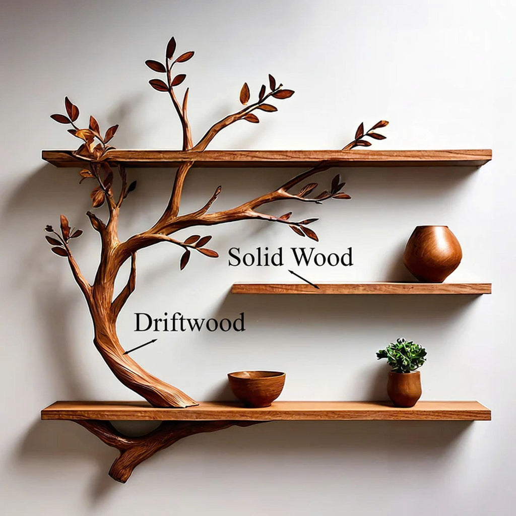 Custom Floating Bookshelf Driftwood Tree Branch Wall Mount